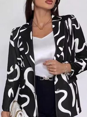 Stylish Regular Geometric Casual Long Sleeve Blazer - Image 1