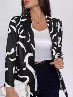 Stylish Regular Geometric Casual Long Sleeve Blazer - Image 3