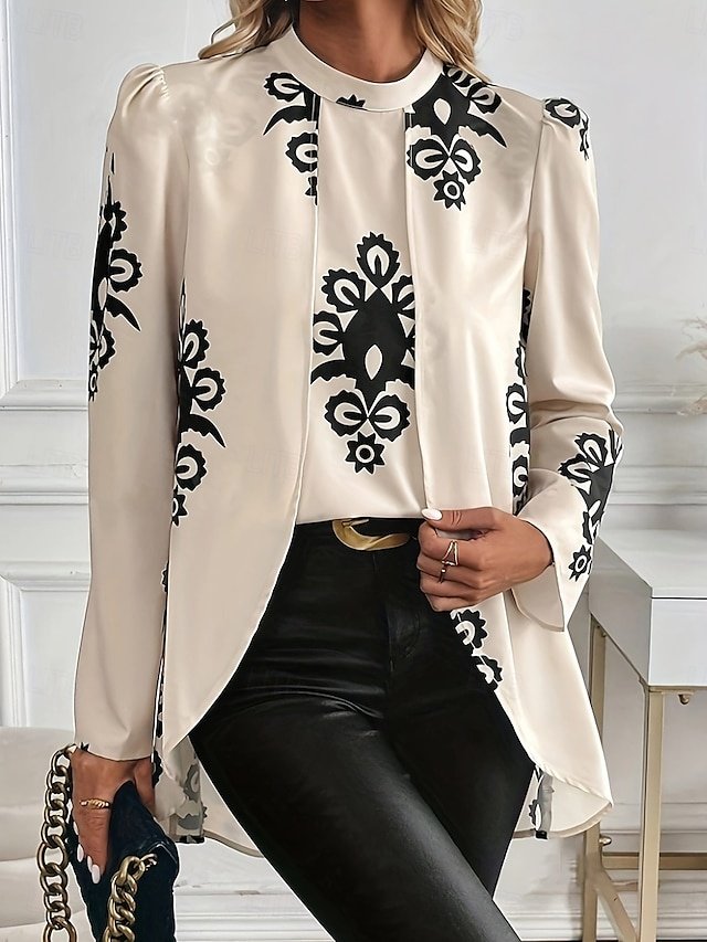 Stylish Regular Graphic Crew Neck Long Sleeve Top - Image 1