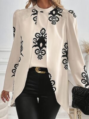 Stylish Regular Graphic Crew Neck Long Sleeve Top - Image 5