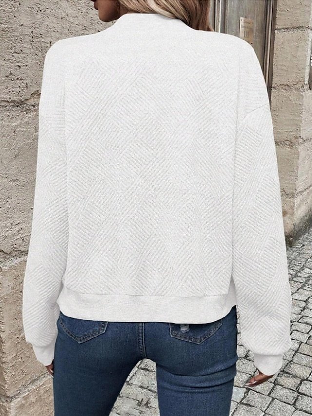 Stylish Regular Plain Full Zip Long Sleeve Jacket - Image 2