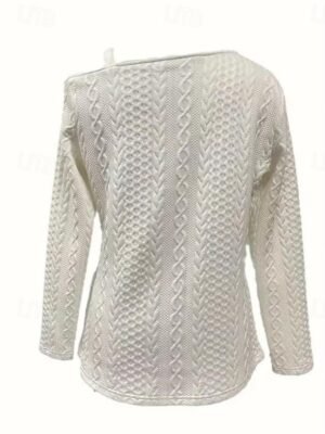 Stylish Regular Plain Modern Long Sleeve Blouse - Image 2