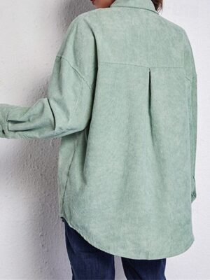 Stylish Regular Plain Shirt Collar Long Sleeve Top - Image 6