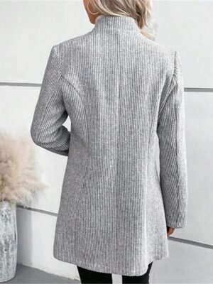 Stylish Regular Slim Fit Plain Long Sleeve Winter Coat - Image 2