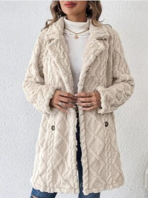 Stylish Regular Solid Colour Knit Long Sleeve Jacket - Image 1