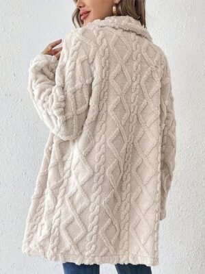 Stylish Regular Solid Colour Knit Long Sleeve Jacket - Image 2
