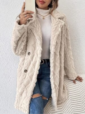 Stylish Regular Solid Colour Knit Long Sleeve Jacket - Image 3
