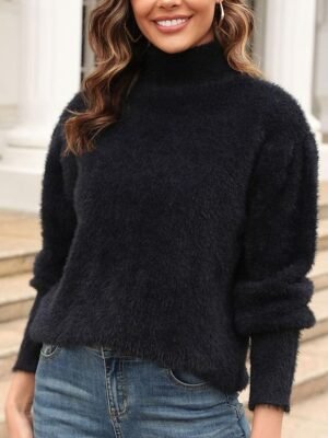 Stylish Regular Solid Crew Neck Long Sleeve Knit Top - Image 11
