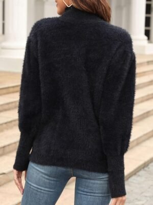 Stylish Regular Solid Crew Neck Long Sleeve Knit Top - Image 12