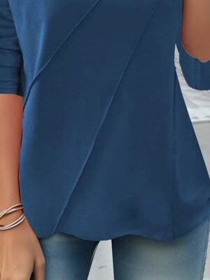 Stylish Regular Solid Crew Neck Long Sleeve Tops - Image 3