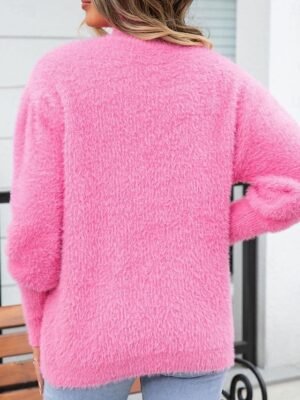 Stylish Regular Solid Crew Neck Long Sleeve Knit Top - Image 5