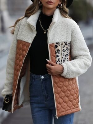 Stylish Slim Fit Leopard Long Sleeve Trench Coat - Image 1
