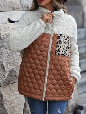 Stylish Slim Fit Leopard Long Sleeve Trench Coat - Image 3