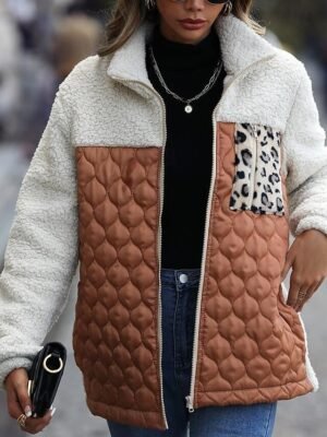Stylish Slim Fit Leopard Long Sleeve Trench Coat - Image 4
