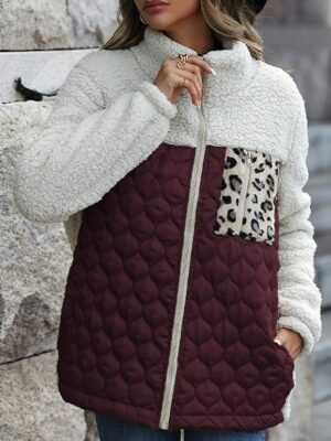 Stylish Slim Fit Leopard Long Sleeve Trench Coat - Image 6