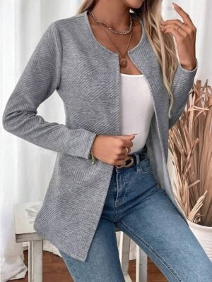 Stylish Slim Fit Solid Colour Long Sleeve Winter Coat - Image 1