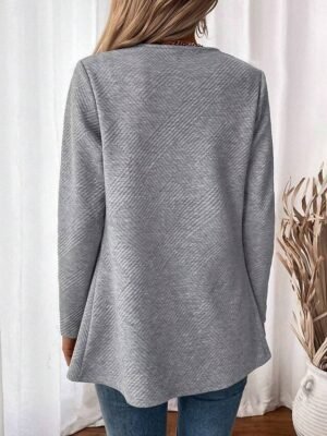 Stylish Slim Fit Solid Colour Long Sleeve Winter Coat - Image 2