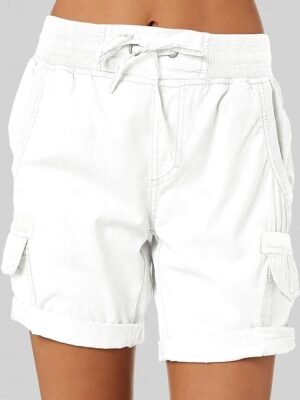 Summer Loose Plain High Waist Short Shorts - Image 3