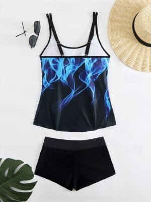 Summer Racerback Sleeveless Two Piece Sky Blue Purple Tankini - Image 12