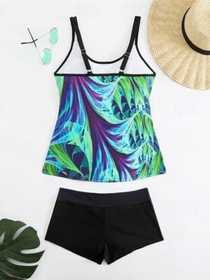 Summer Racerback Sleeveless Two Piece Sky Blue Purple Tankini - Image 15