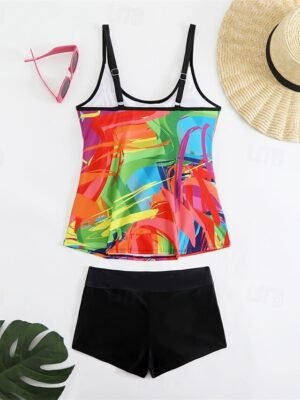 Summer Racerback Sleeveless Two Piece Sky Blue Purple Tankini - Image 3