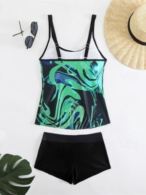 Summer Racerback Sleeveless Two Piece Sky Blue Purple Tankini - Image 6