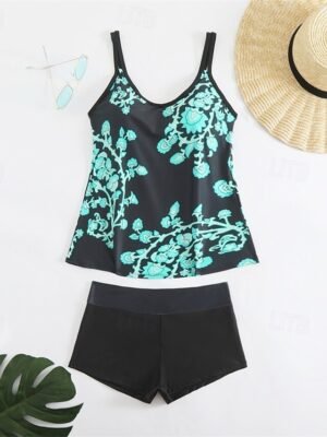 Summer Racerback Sleeveless Two Piece Sky Blue Purple Tankini - Image 8