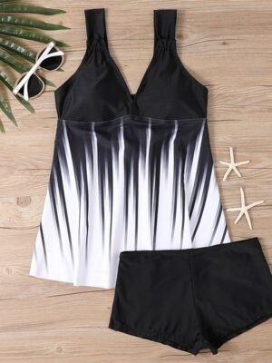 Summer Stretchy Quick Dry Deep V Sleeveless Tankini - Image 3