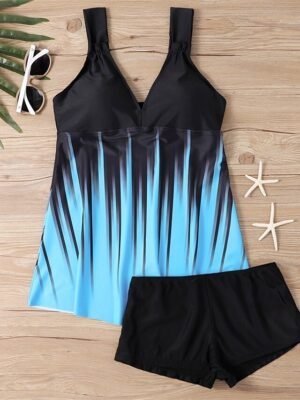 Summer Stretchy Quick Dry Deep V Sleeveless Tankini - Image 9