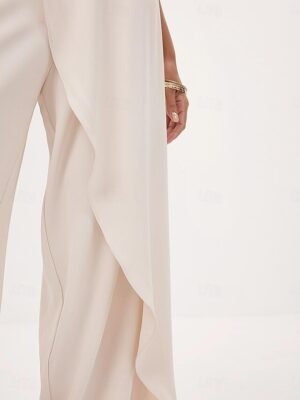 Summer Wide Leg Asymmetric Belted Full Length Culottes - Image 5