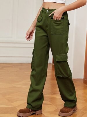 Timeless Loose Plain Medium Waist Full Length Jeans - Image 8