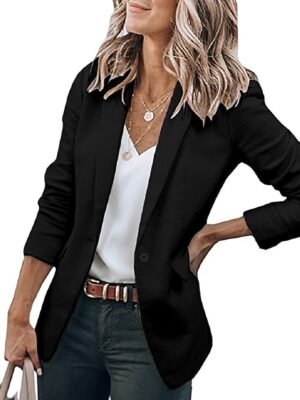 Traditional Regular Fit Buttoned Front Turndown Long Sleeve Daily Blazer - Image 1