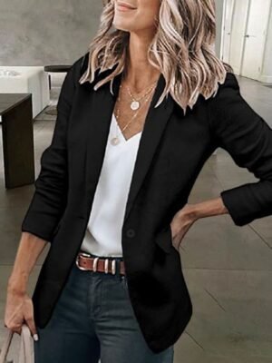 Traditional Regular Fit Buttoned Front Turndown Long Sleeve Daily Blazer - Image 4