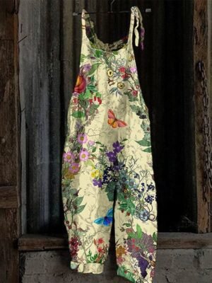 Trug Life Loose Floral Crew Neck Sleeveless Summer Overall - Image 1