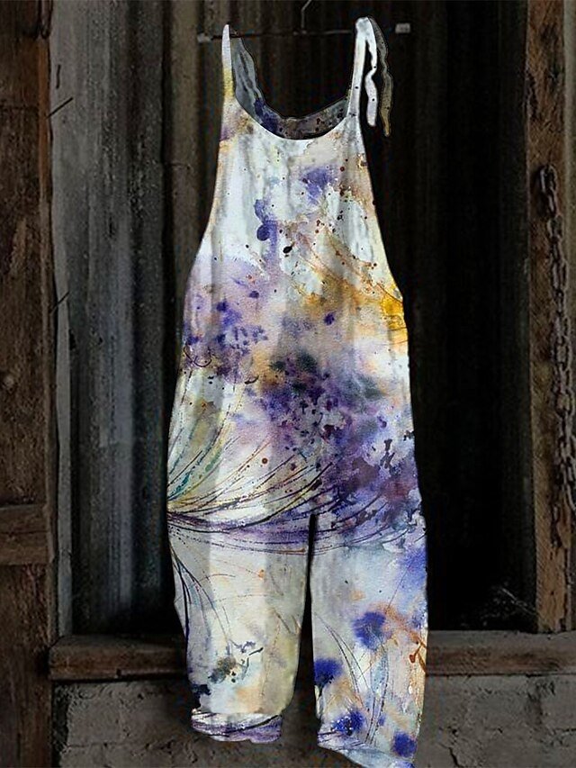 Trug Life Loose Floral Crew Neck Sleeveless Summer Overall - Image 2