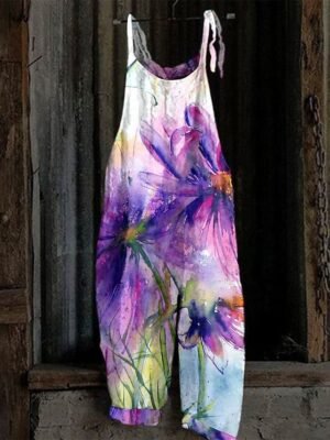 Trug Life Loose Floral Crew Neck Sleeveless Summer Overall - Image 3