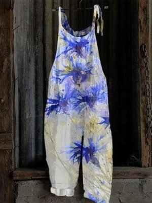 Trug Life Loose Floral Crew Neck Sleeveless Summer Overall - Image 4