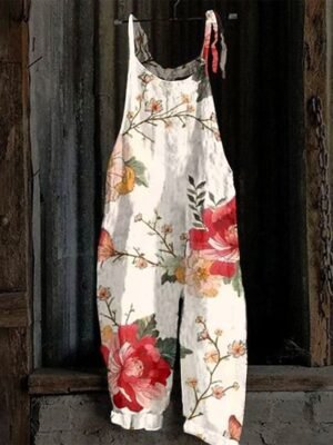 Trug Life Loose Floral Crew Neck Sleeveless Summer Overall - Image 5