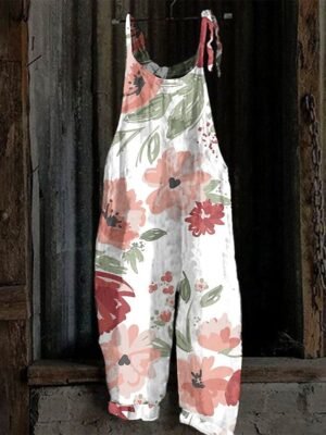 Trug Life Loose Floral Crew Neck Sleeveless Summer Overall - Image 6