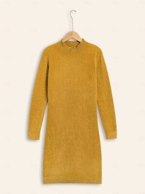 Urban Cleanfit Solid Colour High Neck Long Sleeve Midi Sweater Dress - Image 8
