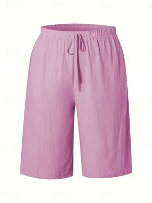Vacation Basic Plain High Waist Knee Length Chinos - Image 15