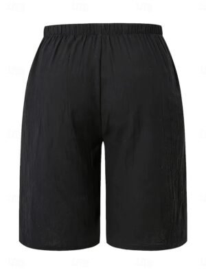 Vacation Basic Plain High Waist Knee Length Chinos - Image 18