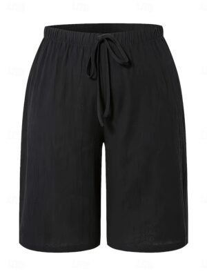 Vacation Basic Plain High Waist Knee Length Chinos - Image 19