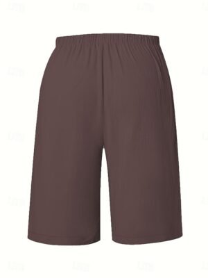Vacation Basic Plain High Waist Knee Length Chinos - Image 22