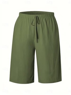 Vacation Basic Plain High Waist Knee Length Chinos - Image 4