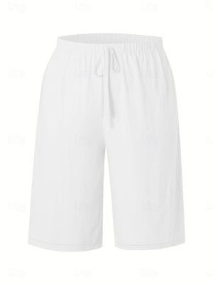 Vacation Basic Plain High Waist Knee Length Chinos - Image 7