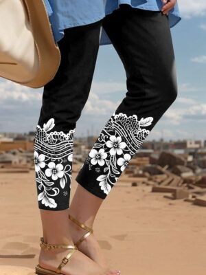 Vacation Full Length Floral High Waist Leggings - Image 3