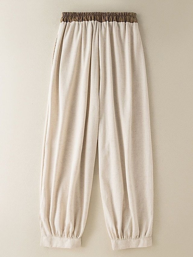 Vacation High Waist Plain Drawstring Ankle-Length Harem Trousers - Image 2