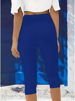 Vacation High Waist Solid Colour Calf-Length Leggings - Image 6