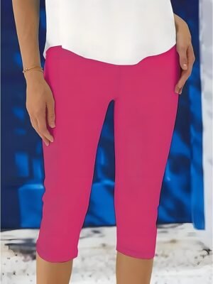 Vacation High Waist Solid Colour Calf-Length Leggings - Image 8